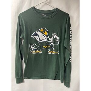 Champion Notre Dame Fighting Irish Kids Small Green Long Sleeve Shirt Leprechaun